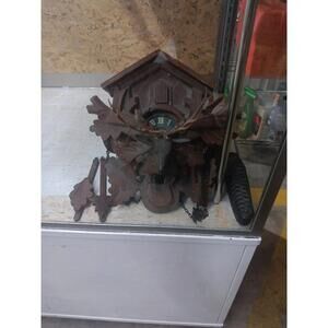 Vintage Cuckoo Clock with Antlers and Oak Leaf Accents